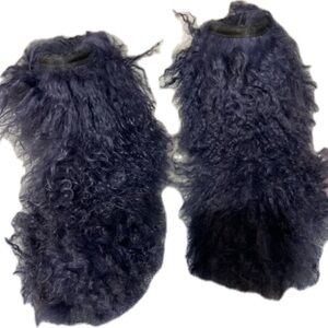 Real Fur Blue Short Shaggy Boots sizes 9.5,10.